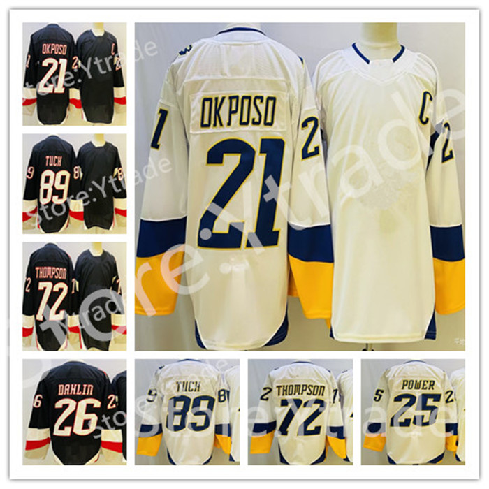 

Kyle Okposo Reverse Retro Hockey Jersey Alex Tuch Rasmus Dahlin Owen Power Tage Thompson Dominic Hasek Jerseys, 89 alex tuch white