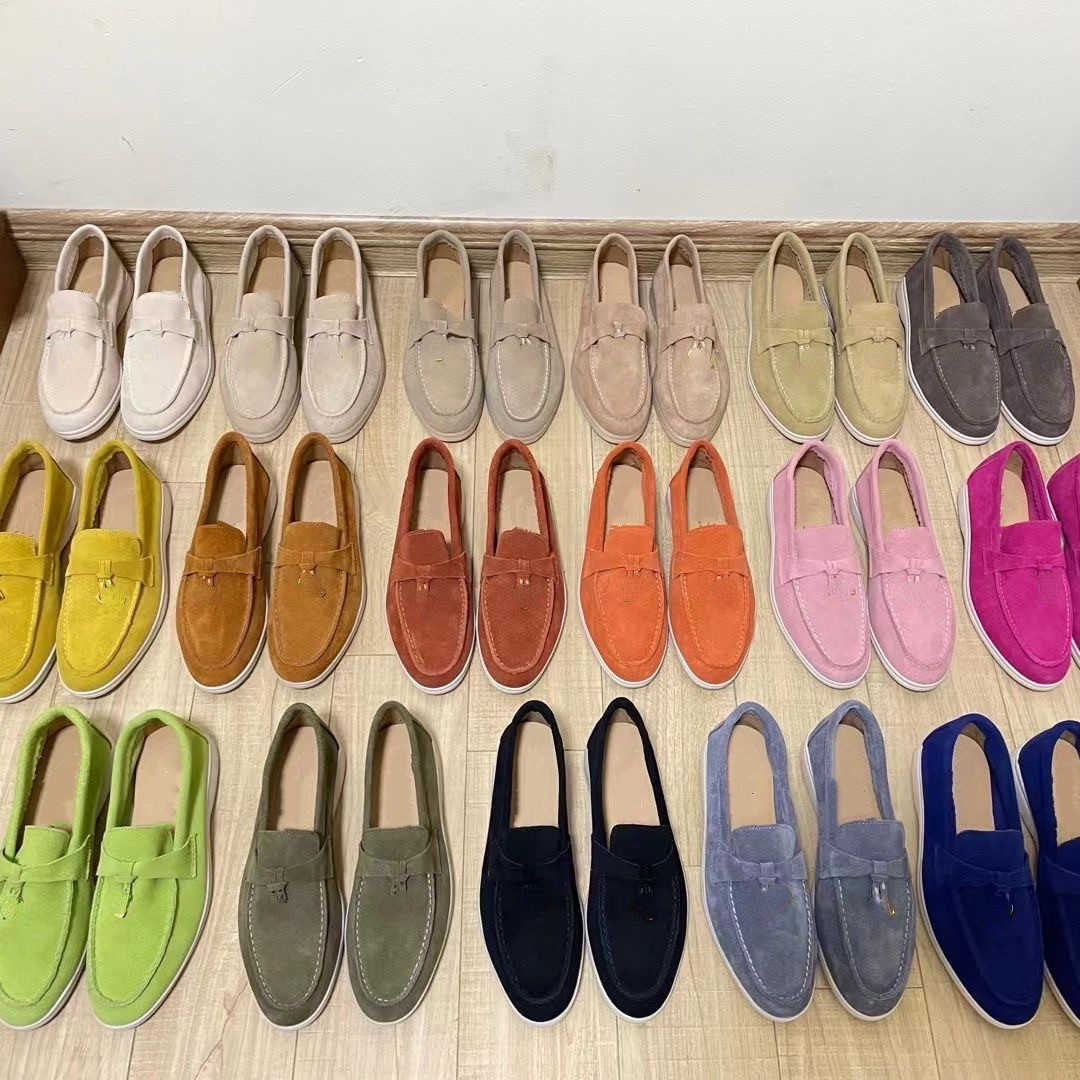 

Dress Shoes Summer Charms embellished Walk suede loafers Couples Genuine leather casual slip on flats for men Luxury Designer flat