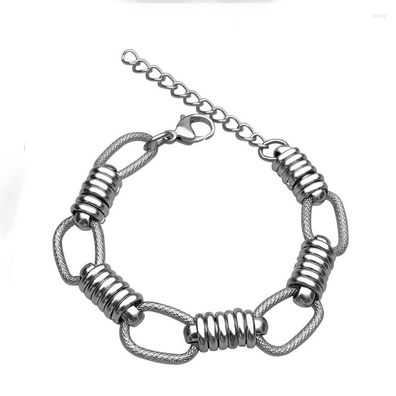 

Link Bracelets Fashion Punk Style Heavy Industry Mixed Bracelet Male Rock Hipster Personality Titanium Steel Jewelry