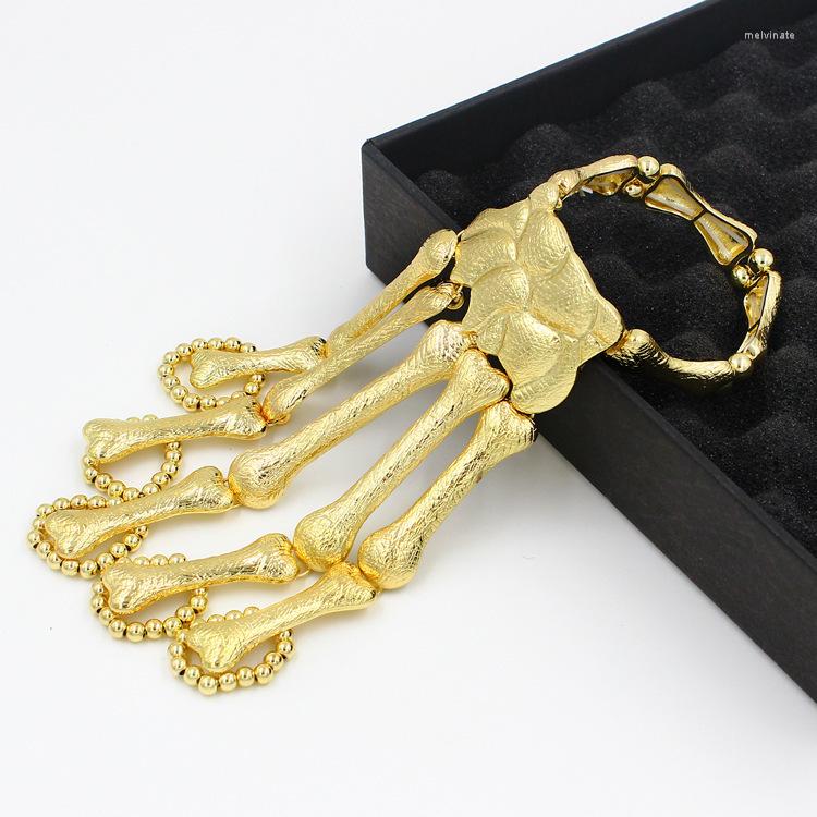 

Link Bracelets 1 PCS Handmade Skull Bracelet Gothic Adjustable Ghost Hand Five Fingers Mittens Skeleton Drop