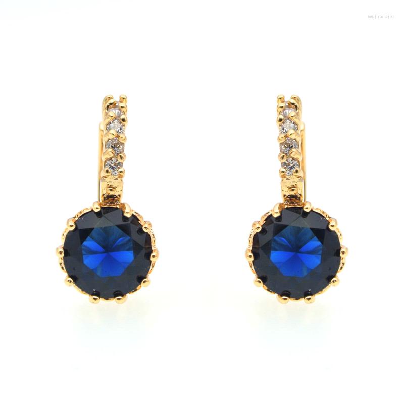 

Hoop Earrings Royal Blue Crystal Jewelry Gold Circle Earing Women Gifts Party Accessorios Mujer Ohrringe Bijoux Femme Kupe E0815