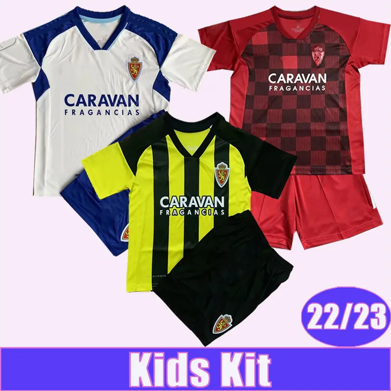 

22 23 Real Zaragoza NARVAEZ Kids Kit Soccer Jerseys RATON ZAPATER BERMEJO FRANCHO Home Away 3rd Children's Suit Short Sleeve Football Shirts Uniforms, Tz10092 22 23 3rd no socks