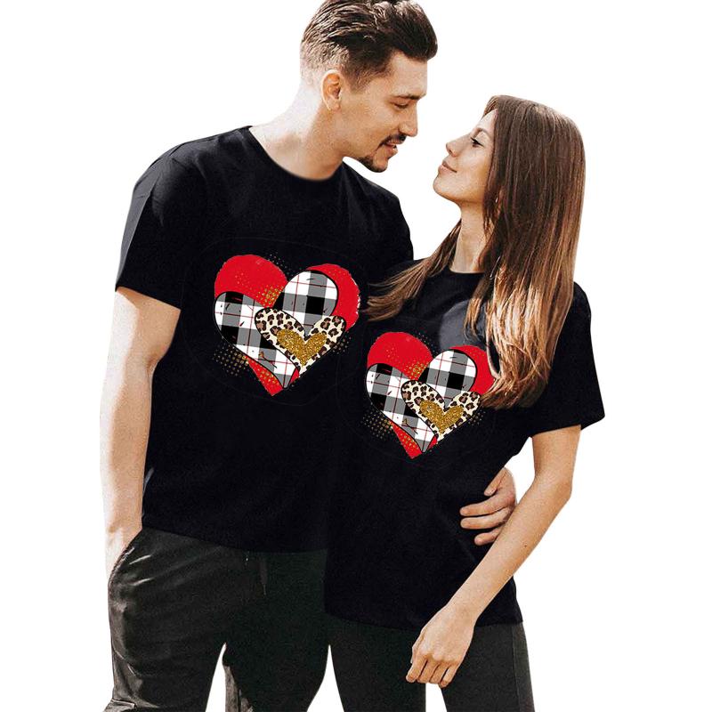 

Men's T Shirts Valentine's Sleeve Top Day Print Blouse T-Shirt Fashion Short, Black