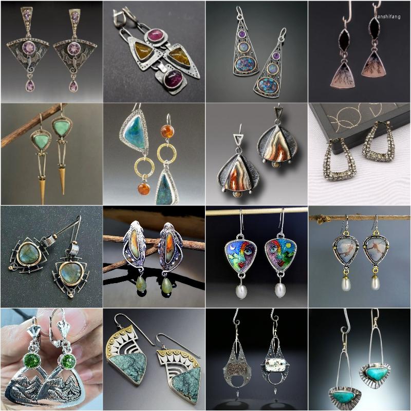 

Dangle Earrings Vintage Heart Triangle Drop Retro Gothic Hanging For Women Wedding Fashion Jewelry Party Gifts Z4P363