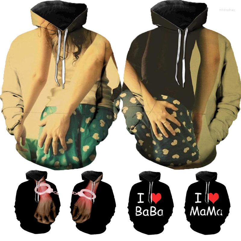 

Men's Hoodies A Couple Winter 3D Printing Men And Women Long Sleeve Casual Street, Black