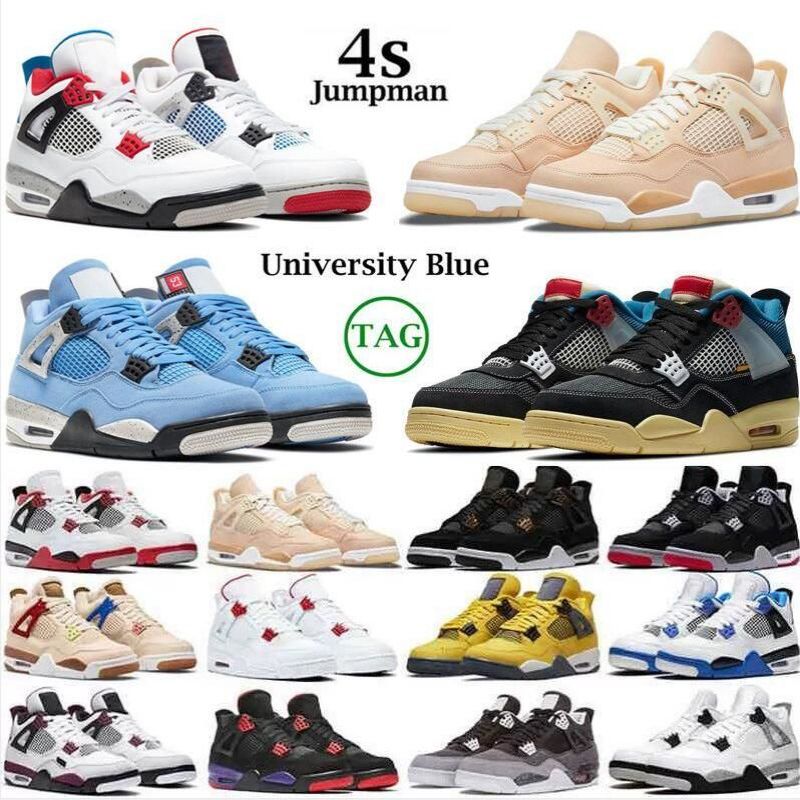 

Jumpman 4 4s Basketball Shoes Women Men UNC Black Cat University Blue White Oreo Fire Red Thunder Sail Grey Pure Trainers sports Sneakers Ivory, Socks