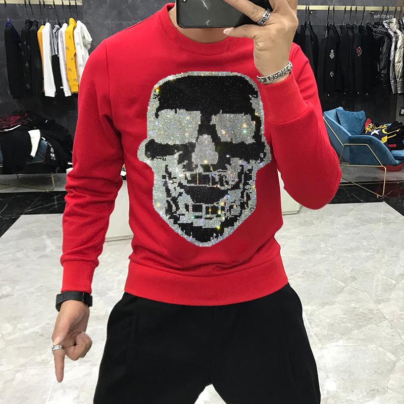 

Men's Hoodies Winter Fitness Hoodie Outdoor Drill Skull Retro Luxury Pullover Tops Street Wear, As shown asian size