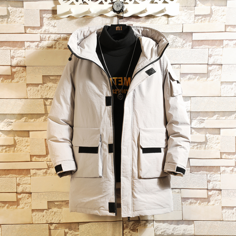 

Men's Down Parkas Men Streetwear Hip Hop Bomber Jacket Winter Parka Solid Thick Warm Coat Long Hooded Windproof 221207, Gray
