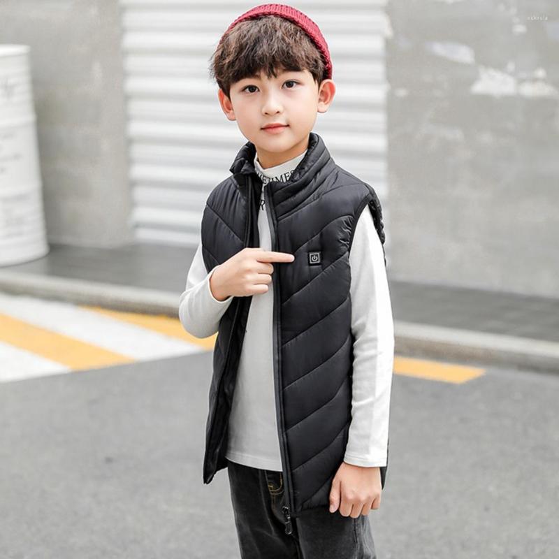 

Men's Vests Trendy Children Heated Jacket Turndown Collar Cold Proof Super Soft Intelligent Thermostat Zipper Electric Vest, Blue