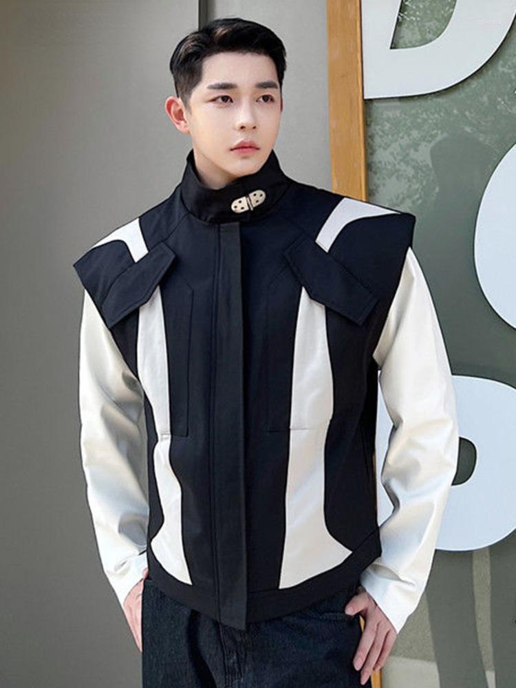 

Men's Vests ZCSMLL Male Waistcoat Autumn Fashion Personality Design Color Matching Silhouette Shoulder Casual Vest Sleeveless L55, Black