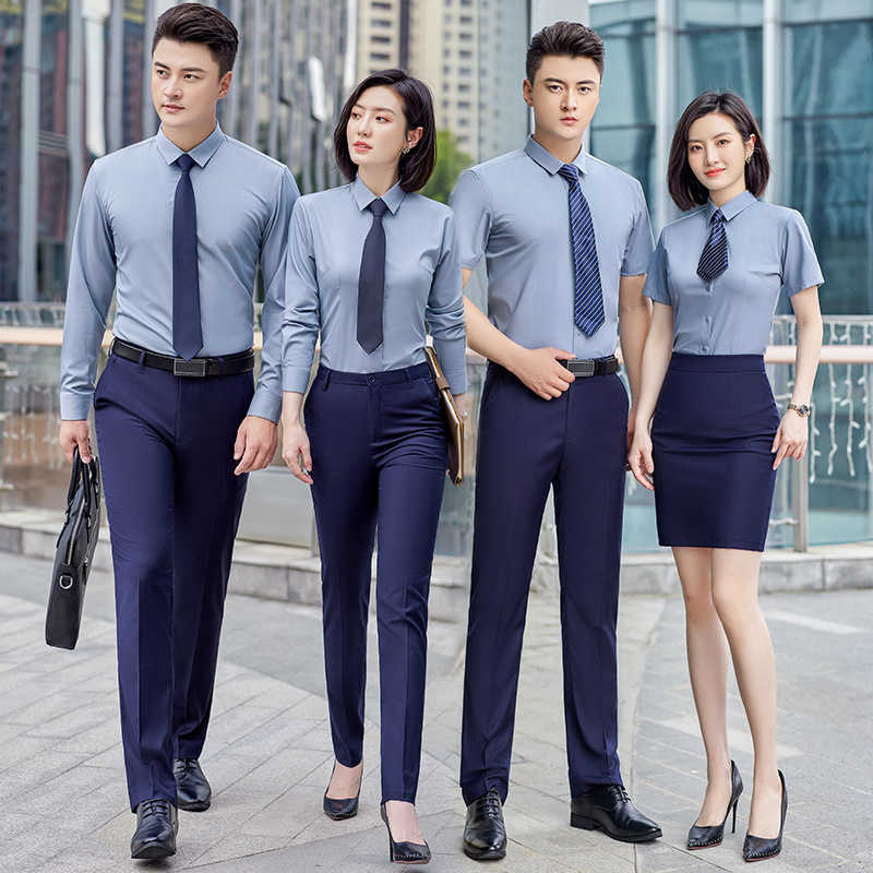 

Work Clothes Own Bamboo Fiber Shirt Busin Long Short Sleeve Career Suit Formal Dress Embroidery Men, Short sleeve men's white shirt