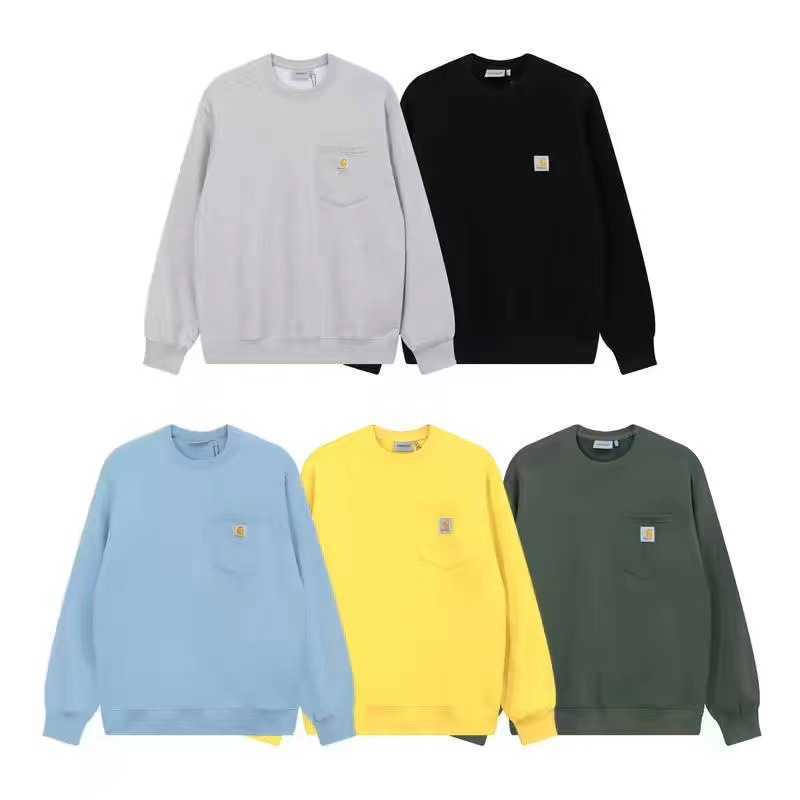

Y2p8 2023 New Men' Hoodies Sweatshirt North America Brand Carhart Classic Small Label Pocket and Women' Loose Work Clothes Autumn Couple' Round Neck Sweater, Black2
