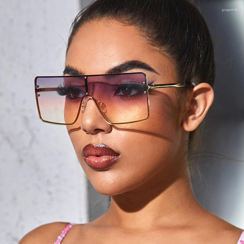 

Sunglasses Oversized Women Retro Vintage Glasses Female Design Rimless Eyewear Feminino Big Shades