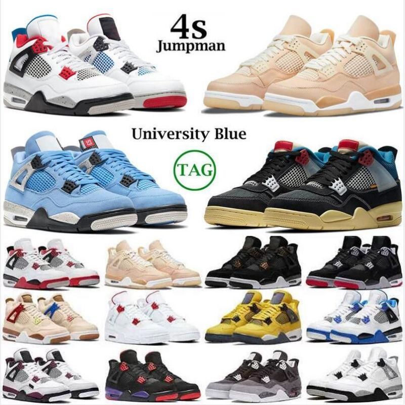 

Jumpman 4 4s Basketball Shoes Women Men UNC Black Cat University Blue White Oreo Fire Red Thunder Sail Grey Pure Trainers sports Sneakers Purple, Socks