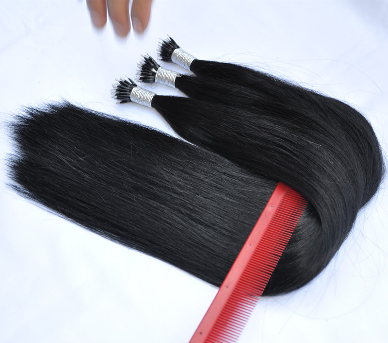 

New Length 16''-26'' Grade 10A Nano Ring REMY Human Hair Extensions 80g/pack 0.8g/s 200s/lot Natural Color blonde Ring Hairs