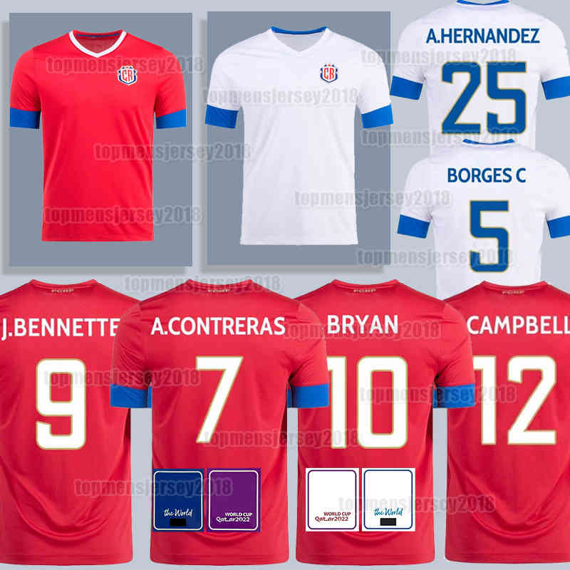 

22 23 Costa Rica soccer jerseys 3 J.VARGAS J.BENNETTE 10 BRYAN 2022 2023 A.CONTRERA A.HERNANDEZ J.VENEGAS J. CAMPBELL G.TORRES F.CALVO BORGES C F.CALVO Jersey football shirt, Men (ge si da li jia)+patch
