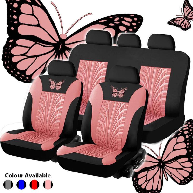 

Car Seat Covers Cover Set Butterfly PU Leather Tire Track Auto Protector Universal For Outdoor Personal Accessories