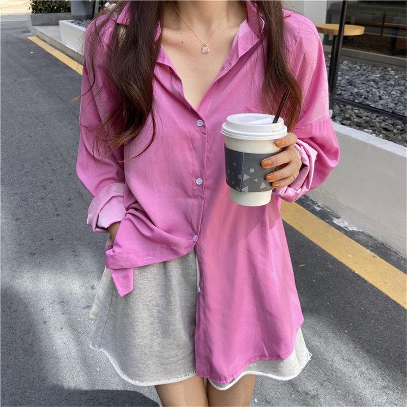 

Women's Blouses & Shirts HziriP Women Minimalist Stylish Office Lady 2022 Lapel OL Arrival All Match Tops Korean Chic Streetwear Outwear, Red