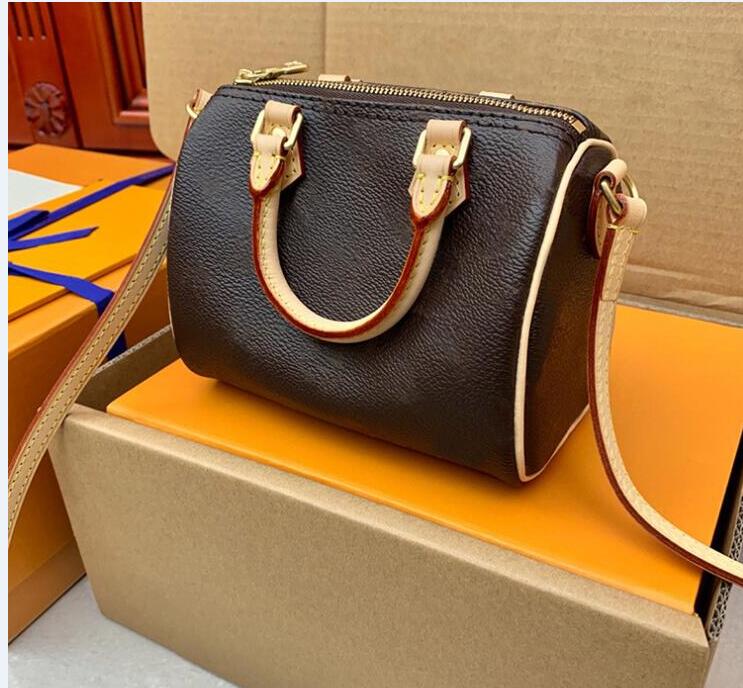 

Designer Handbag Travel Shoulder Bag Speedy 30cm Crossbody Bags Women Pillow Totes Oxidize Leather Classic Letter Zipper Handbags with key and lock mwqa, Brown/flower