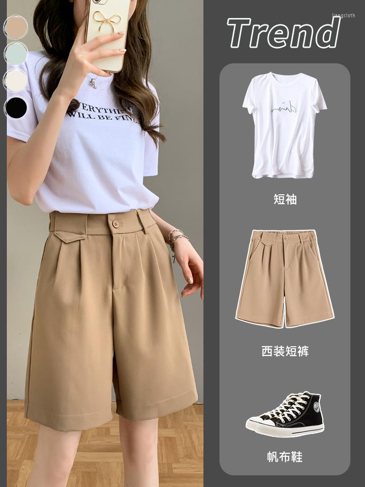 

Women' Shorts Women' Thin Pants Women Summer Loose Show Wide-legged Of Tall Waist Straight Khaki Leisure Suit In 5 Points