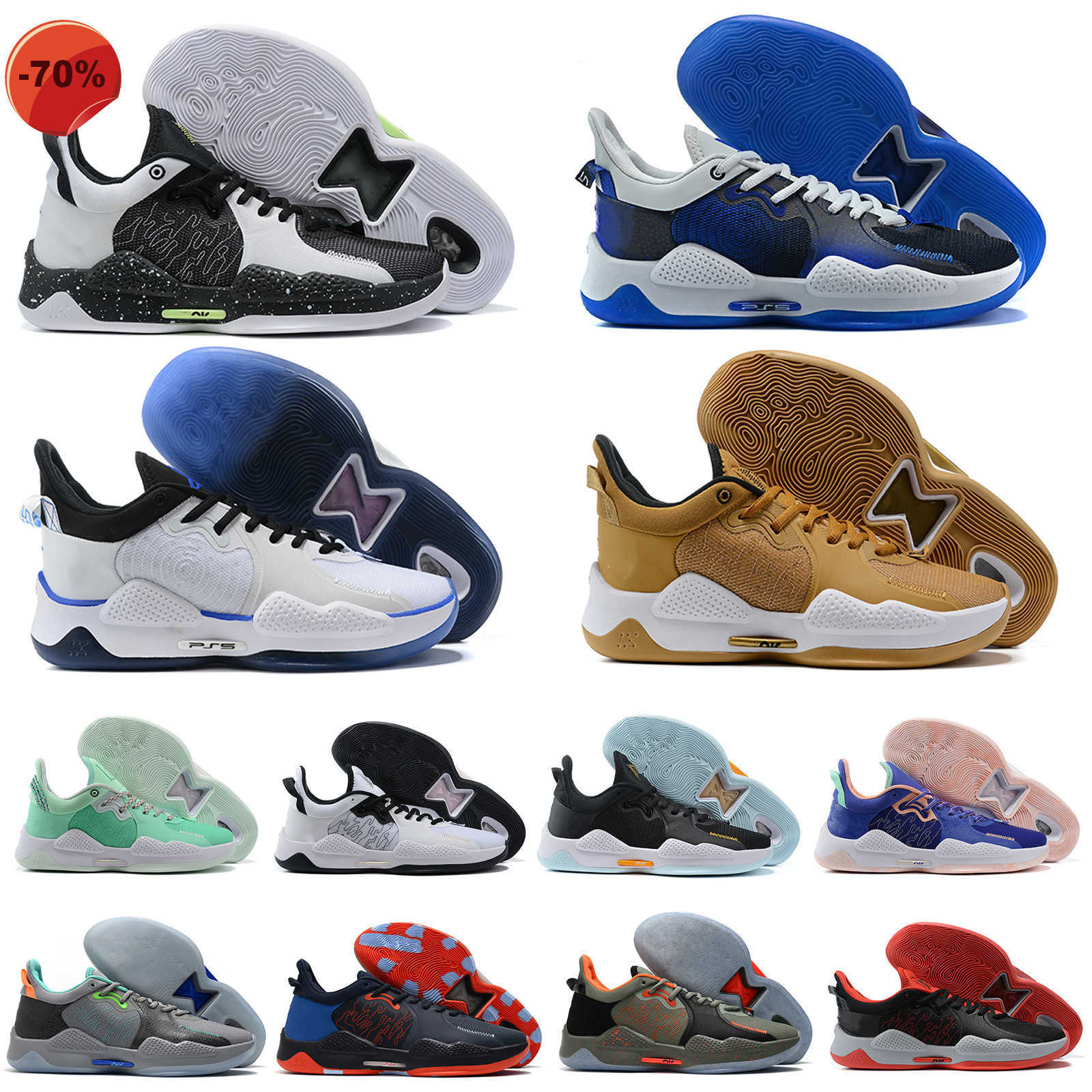 

High shoes Men Paul George PG 5 5S PALMDALE IV Basketball Shoes P.GEORGE PG5 Starry Blue Orange Mint Green Black Sports Sneakers Size US7-13, 6 pg5