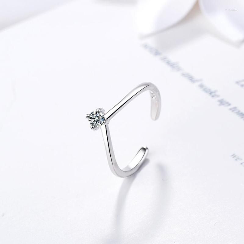 

Cluster Rings Korean V-shaped Simple Silver Color Temperament Personality Fashion Female Resizable Opening SRI211