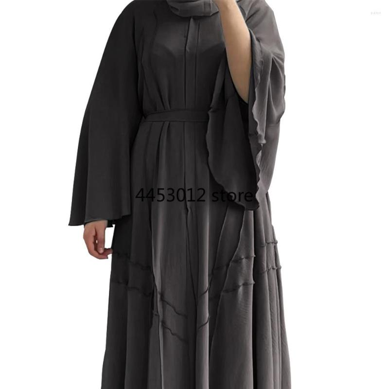 

Ethnic Clothing Eid Wrinkle Open Abaya Kimono Turkey Muslim Fashion Hijab Dress Pleated Abayas For Women Dubai 2022 Islam Modest Outfits