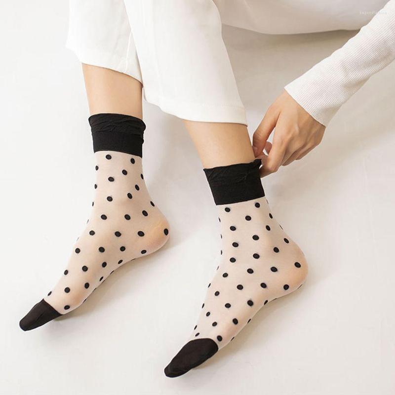 

Women Socks Breathable Sweet Korean Flower Harajuku Thin Love Heart Glass Silk Hosiery