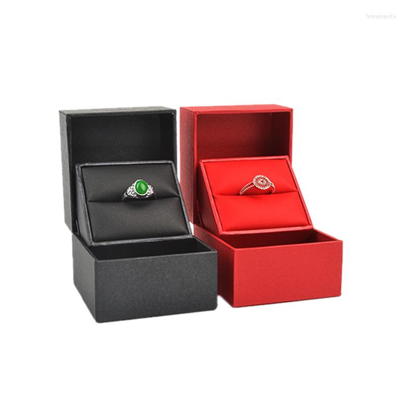 

Jewelry Pouches Wedding Ring Packaging Box PU Leather Prposal Gift For Store