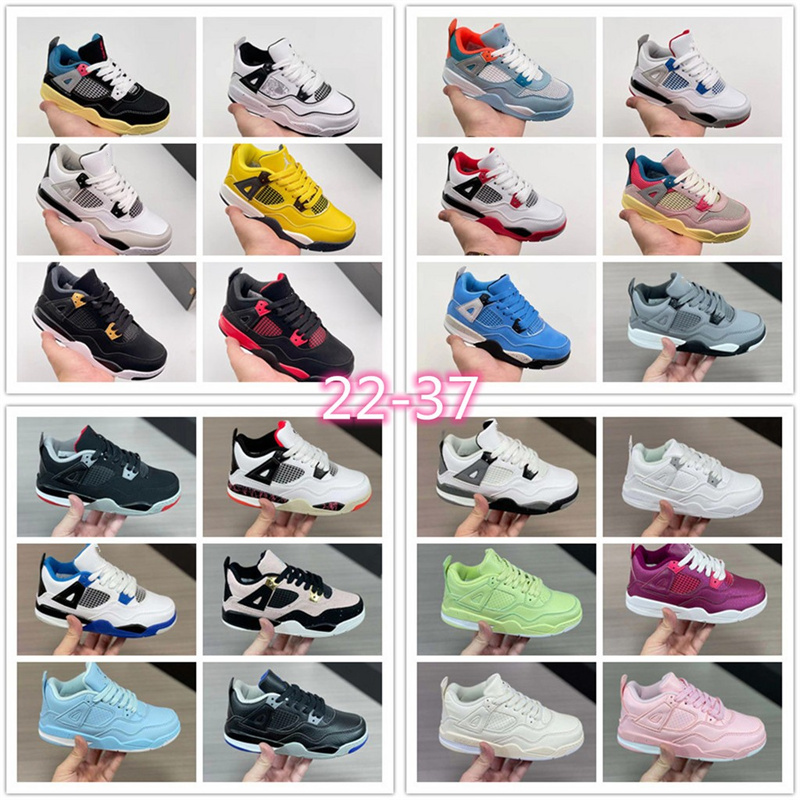 

With Box Kid shoes 4s 4 Children Preschool PS Athletic Outdoor Baby designer sneaker Trainers Toddler Girl Tod Chaussures Pour Enfant Sapatos infantis Child shoe