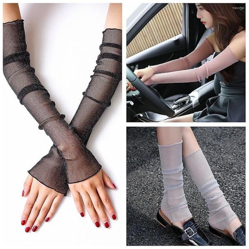 

Knee Pads 1 Pair Woman Gauze Sunscreen Sleeve Gloves Summer Thin Breathable Fingerless Long Arm UV Protection Fashion Accessories