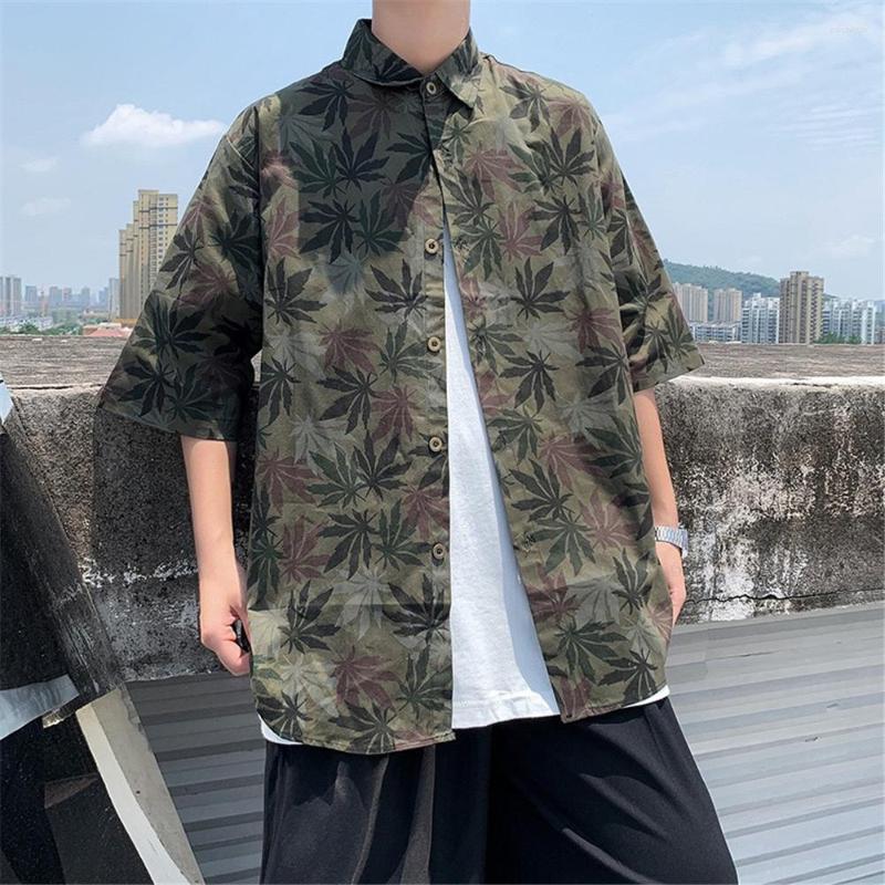 

Men's Casual Shirts Men's Summer Pattern Trendy Fashion Cotton Short-sleeved Shirt Original Design Street Hip-hop Trend