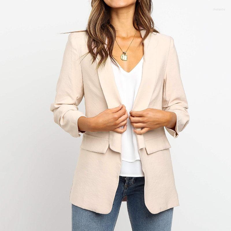 

Women' Suits Autumn Women Lapel Blazer Solid Color Long Sleeve Small Coat Office Lady, Black