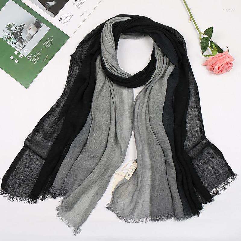 

Scarves Japanese Unisex Style Gradient Scarf Cotton And Linen Solid Color Long Women's Shawl Fashion Men Men's Bandana