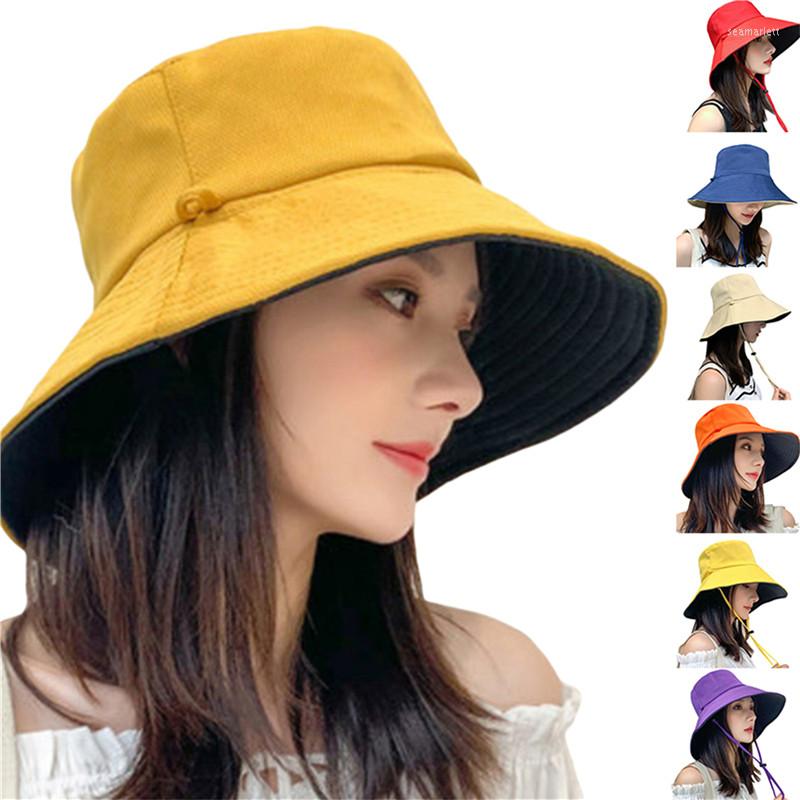 

Berets Foldable Bucket Hat Summer Sun For Women Girls Visor Fisherman Cap Anti-UV Wide Brim Sunscreen Hats Caps