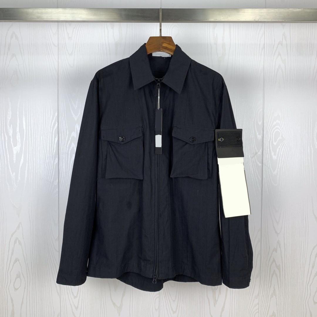 

2023 Designer stone pocket jackets island Fashion jacket long sleeve zipper Badges men casual coat windbreaker embrodiery mens shirts coats XK6Z, Black
