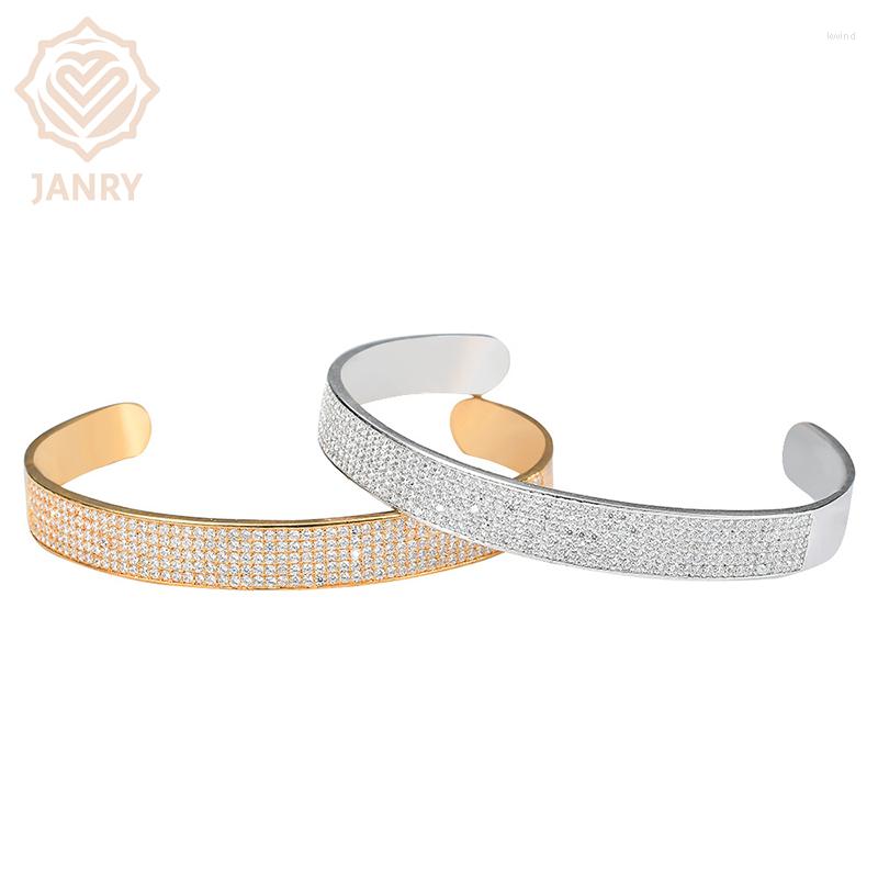 

Bangle JANRY European And American Simple Micro-encrusted Zircon Copper Bracelet Flash Diamond Personality Hip-hop Jewelry