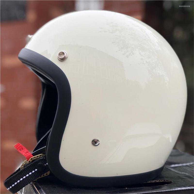 

Motorcycle Helmets Japan Korea Vintage&COCASCOS Fiberglass Lightweight Open Face Helmet Cafe Racer Retro Motorbike Scooter Casco Moto, Red