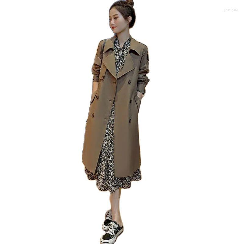 

Women' Trench Coats Autumn Women Casual Long Coat With Sashes Spring Double Breasted Windbreaker Classic Simple Office Ladies A823, Black