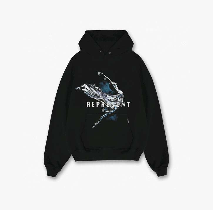 

New REPRESENT Fashion hoodie CR Representclo badge back large monogrammed hoodie sweater men's and women's long sleeved coat in collodion printed cotton size S-XL, Black