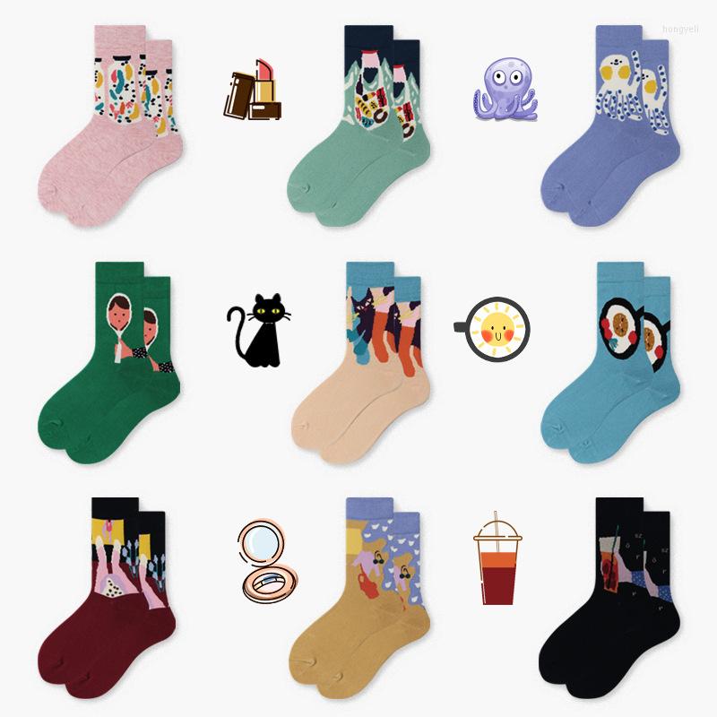 

Women Socks Creative Woman Cartoon Cotton Happy Personality Comfortable Unisex Men Breathable Motion Cute