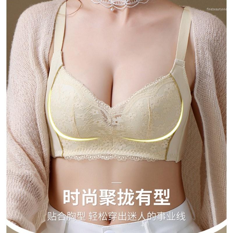 

Bras Underwear Women's Thin Style Summer Large Chest Small Bra Latex No Steel Ring Anti Sagging Girls', Champagne bra