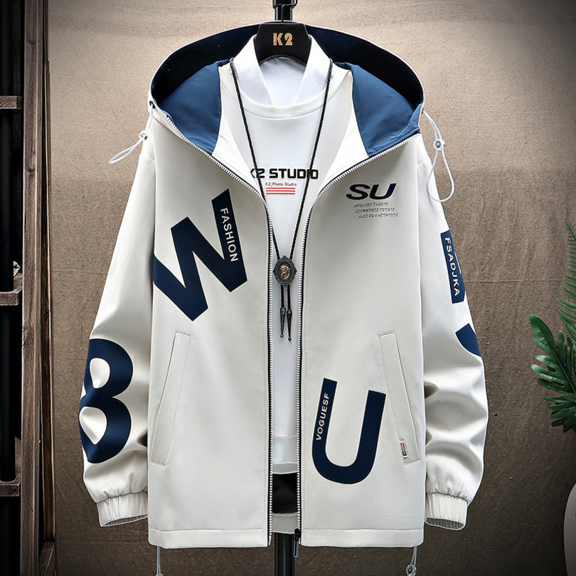 

Mens Jackets Jacket Spring Hooded Coats Casual Style Plus Velvet Trend Streetwear Zipper Male Fashion Brand Designer Clothing 221205, White
