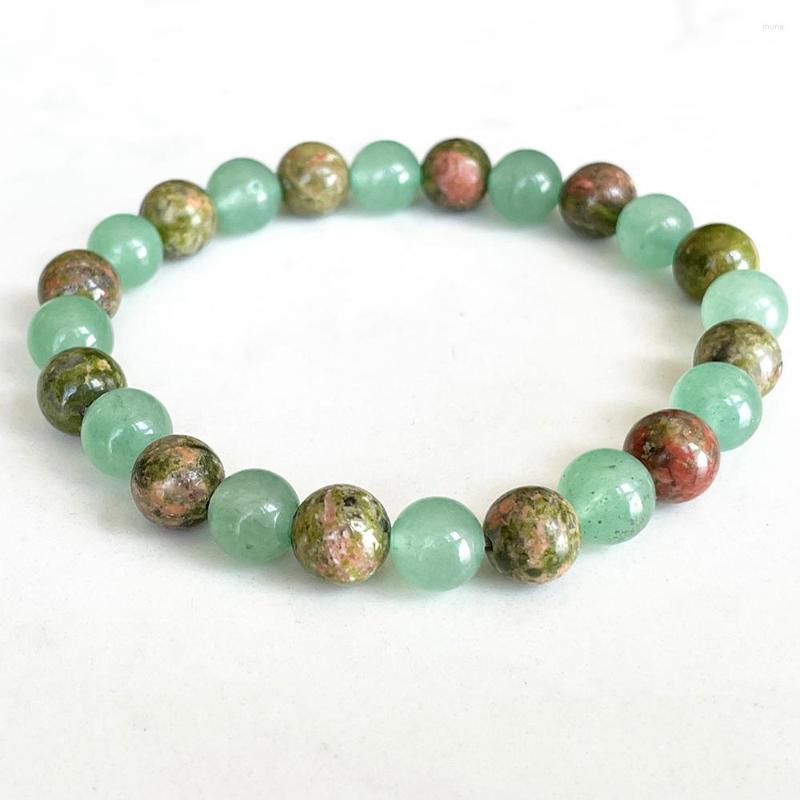 

Link Bracelets MG1729 Fashion Womens Aries Zodiac Bracelet 8 MM Green Aventurine Unakite Jasper Chakra Wrist Mala Natural Gemstone Jewelry