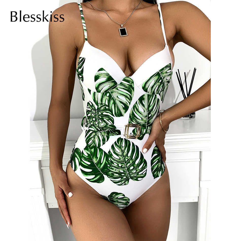 

Swim Wear BLESSKISS Sexy 1 One Piece Swimsuit Women 2022 Print Belt Underwire Push Up Bra Monokini Swimwear For Ladies Bathing Suit Swim T221208