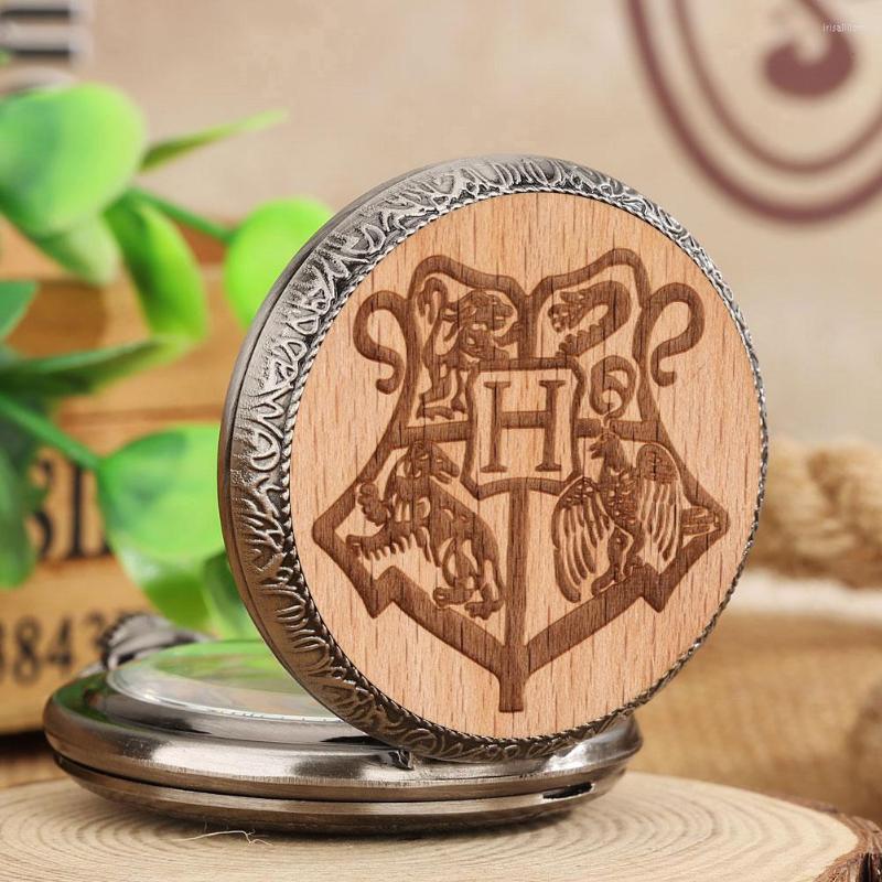 

Pocket Watches School Of Witchcraft Watch Famous Magic Movie Novel Pendant Necklace Quartz Fashion Clock Chain Cartoon Gift For Children, Beech
