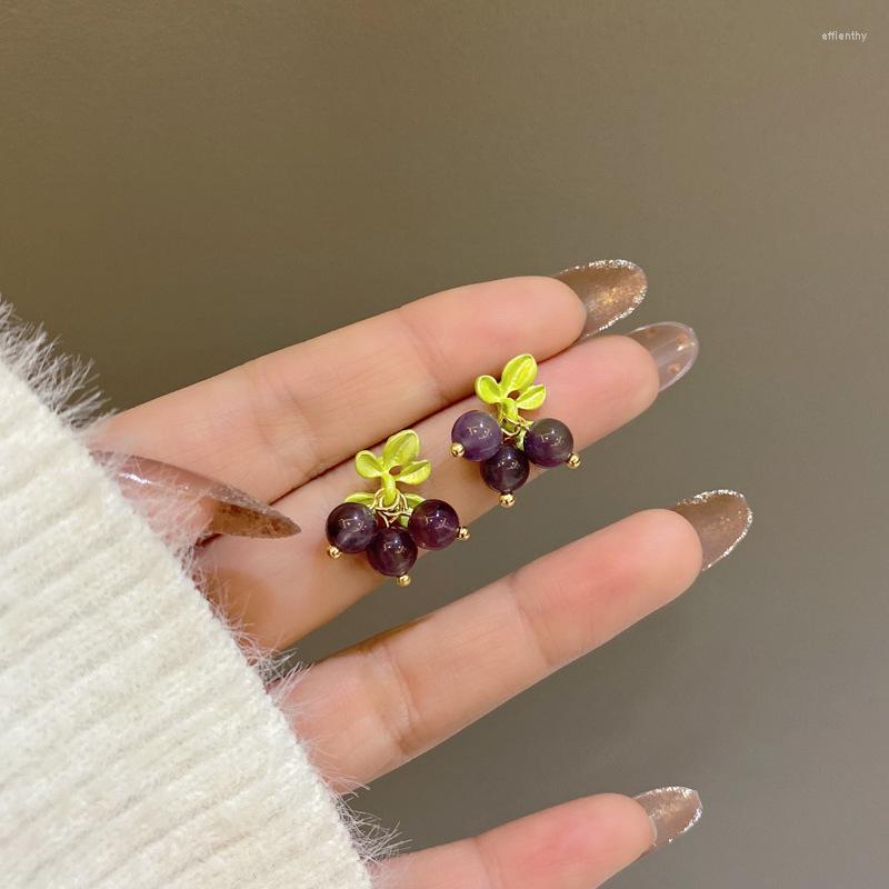 

Backs Earrings 2022 Summer Trendy Small Purple Grape Fruit Cranberry Clip On Without Piercing Clips For Women Girls