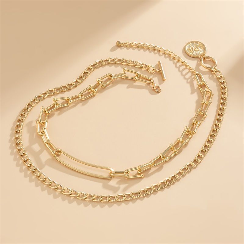 

mushroom tree pendant necklace bracelet multi-layer retro geometric figures like the round combination of double circle letter pendant