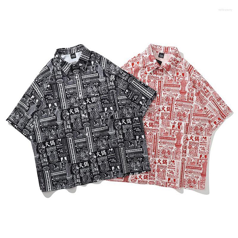 

Men's Casual Shirts Men Shirt Short Sleeve 2022 Arrival Summer Loose Male Thin Student Chinese Character Style S30, 3099red