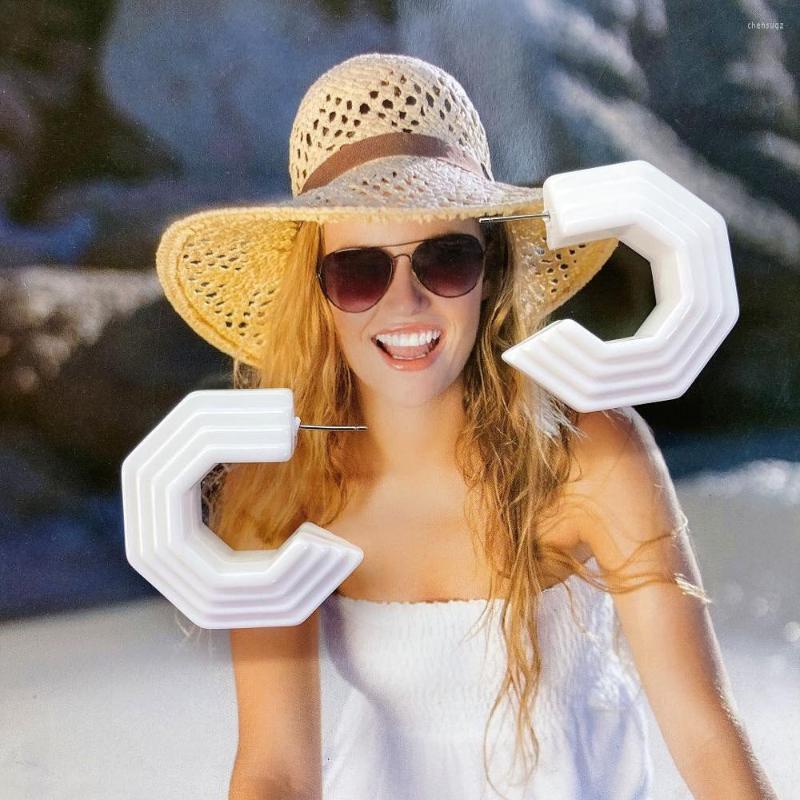 

Hoop Earrings UJBOX Exclusive Acrylic Multi-layered Step Women Red Green Blue White Brown Pink Wholesale